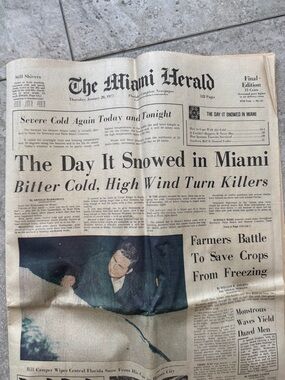 The Day It Snowed In Miami January 20, 1977 The Miami Herald full section.